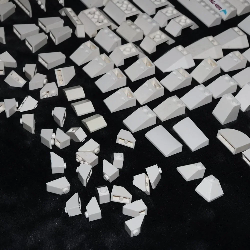 WHITE LEGO ROOF SLOPE BULK LOT - 244 PCS